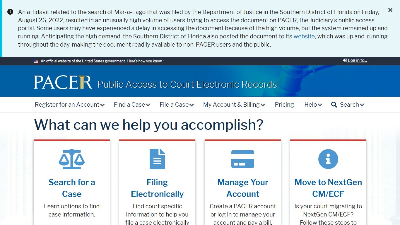 Public Access to Court Electronic Records | PACER: Federal Court Records